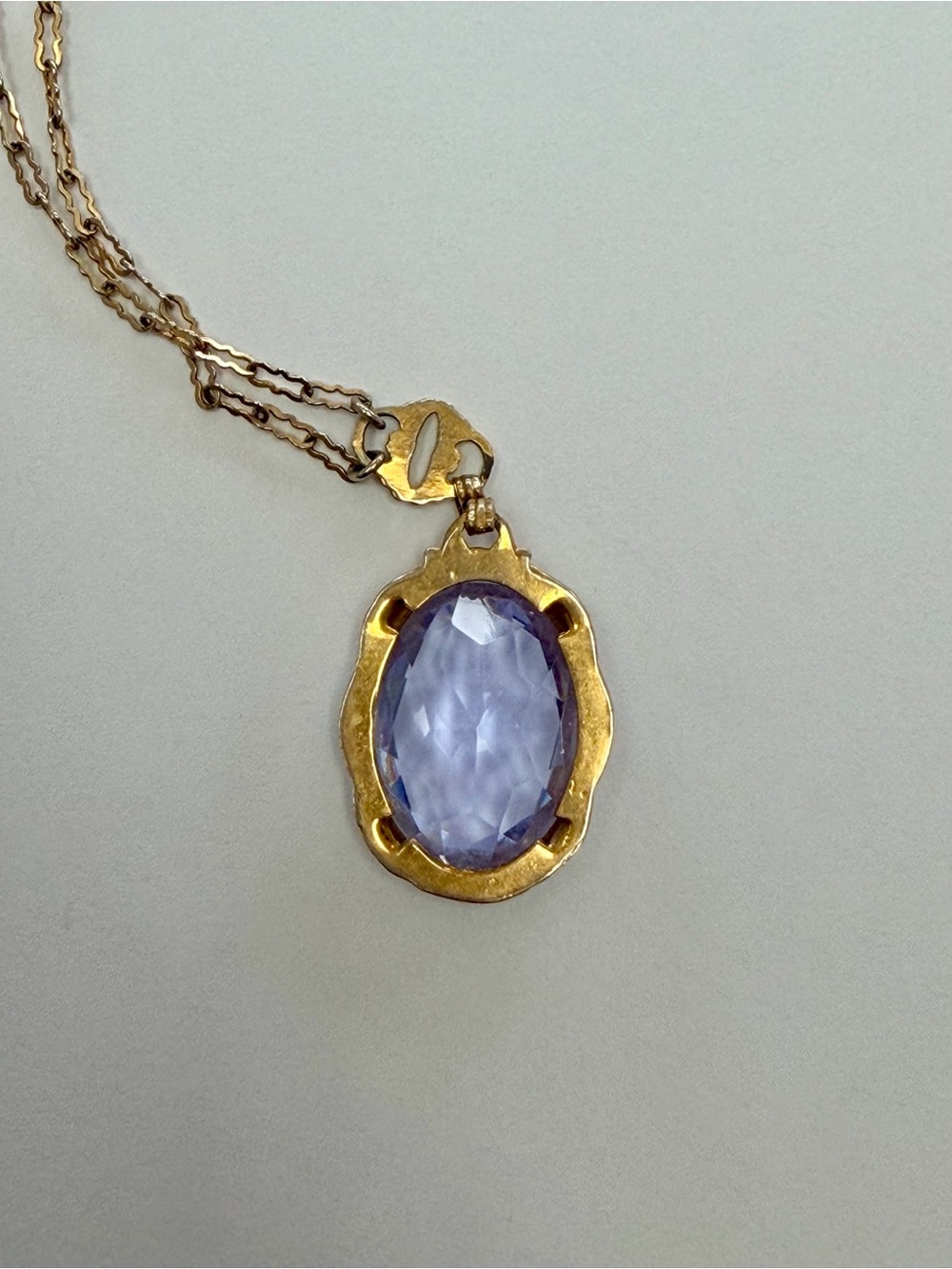 Antique Edwardian oval purple blue stone necklace - Picture 5 of 8